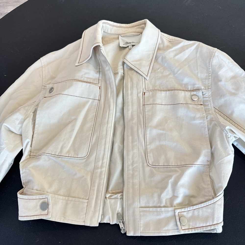 3.1 Philip Lim - Cream Cotton Canvas Ripstop Combo Jacket